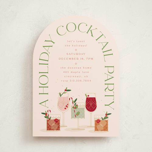 This is a cosmopolitan holiday party invitations with standard by Susan Zinader called holiday spirits printing on signature in standard