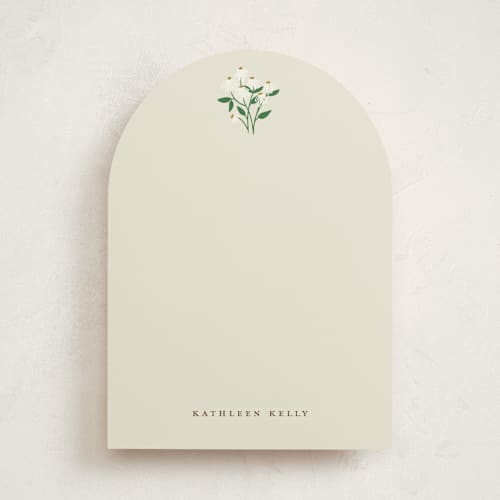 This is a mint personalized stationery thank you cards with standard by Elizabeth Bishop called friendliest flower printing on signature in 5x7