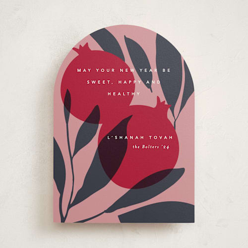 This is a pomegranate rosh hashanah cards by Creo Study called mod rosh hashanah printing on signature in standard