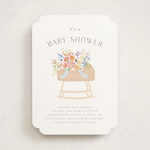 This is a summer baby shower invitations with standard by Itsy Belle Studio called baby basket printing on signature in standard