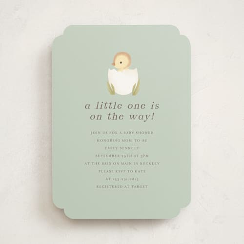 This is a sage baby shower invitations with standard by Itsy Belle Studio called lil duck printing on signature in standard