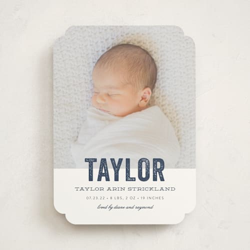 This is a marine birth announcements with standard by Sara Hicks Malone called statement printing on signature in standard