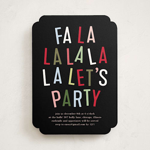 This is a midnight holiday party invitations with standard by Baumbirdy called la party printing on signature in standard