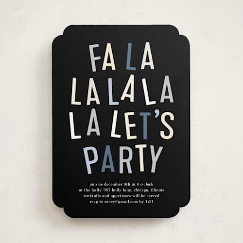 This is a frost holiday party invitations with standard by Baumbirdy called la party printing on signature in standard