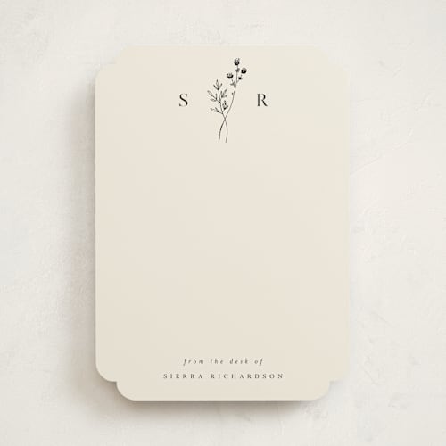 This is a linen personalized stationery thank you cards with standard by Kelly Schmidt called botanical monogram printing on signature in 5x7