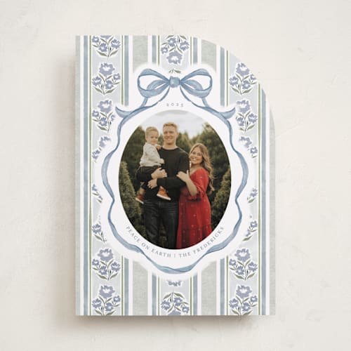 This is a blueberry photo christmas cards with standard by Jackie Crawford called wildflower holiday ribbon printing on recycled smooth signature in standard
