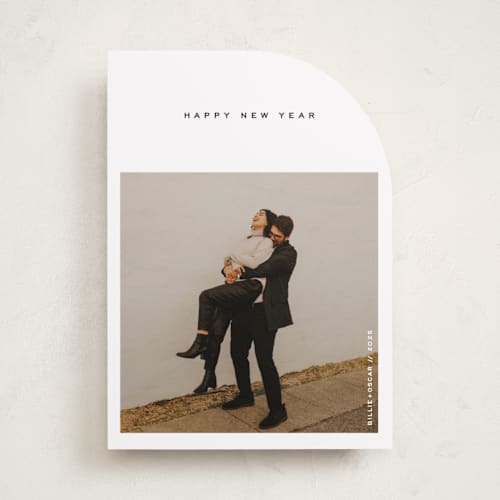 This is a tuxedo photo christmas cards with standard by Lottie Aldarwish called haute holidays printing on recycled smooth signature in standard