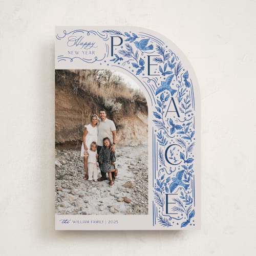 This is a porcelain photo christmas cards with standard by Elly called peaceful arch printing on recycled smooth signature in standard