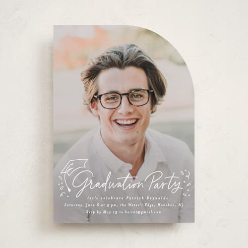 This is a cotton graduation invitations with standard by Creo Study called cap off printing on recycled smooth signature in standard
