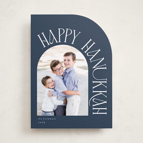This is a sea hanukkah cards with standard by Morgan Kendall called simplicity arch printing on recycled smooth signature in standard