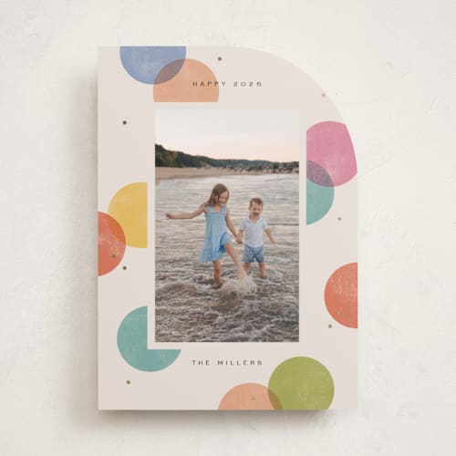 This is a candy jar foil pressed holiday cards with foil pressed by Michelle Taylor called big confetti printing on recycled smooth signature in standard