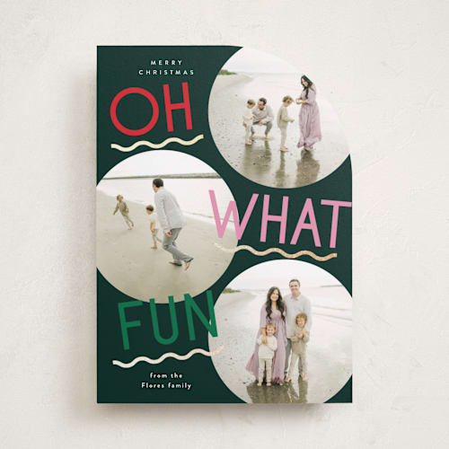 This is a elfshoes foil pressed holiday cards with foil pressed by Everett Paper Goods called fun redux printing on recycled smooth signature in standard