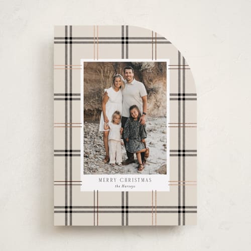 This is a vanilla foil pressed holiday cards with foil pressed by Cindy Reynolds called window pane printing on recycled smooth signature in standard