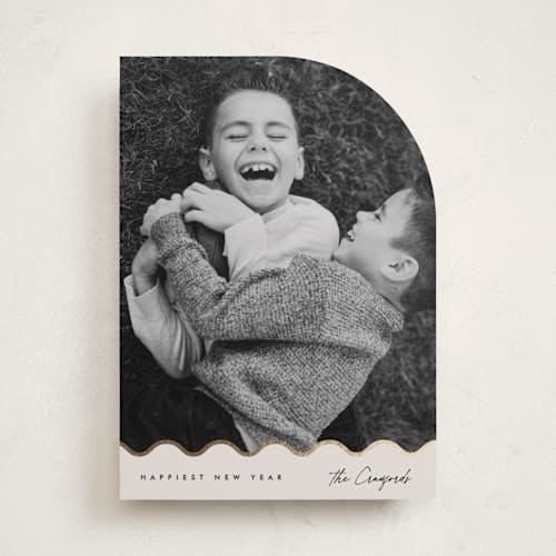 This is a latte foil pressed holiday cards with foil pressed by Carolyn Nicks called havin' fun printing on recycled smooth signature in standard