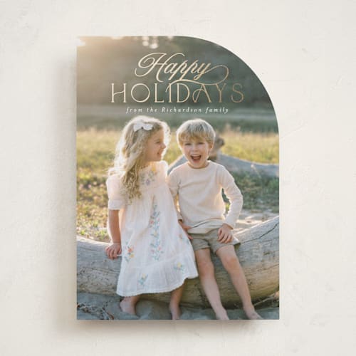 This is a snow foil pressed holiday cards with foil pressed by Deynaaz Daraei called ashby printing on recycled smooth signature in standard