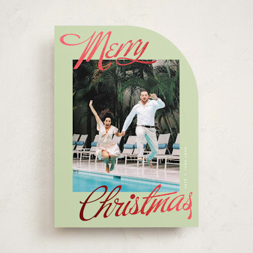 This is a retro foil pressed holiday cards with foil pressed by Phrosné Barwood called so retro printing on recycled smooth signature in standard