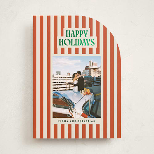 This is a mistletoe foil pressed holiday cards with foil pressed by Ekko Studio called bold & bright printing on recycled smooth signature in standard