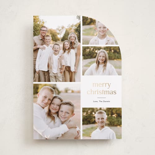 This is a ash foil pressed holiday cards with foil pressed by Carolyn MacLaren called photo lead printing on recycled smooth signature in standard