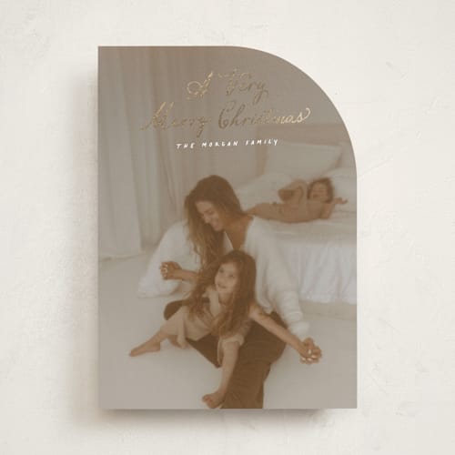 This is a icicle foil pressed holiday cards with foil pressed by Hooray Creative called very merry christmas printing on recycled smooth signature in standard