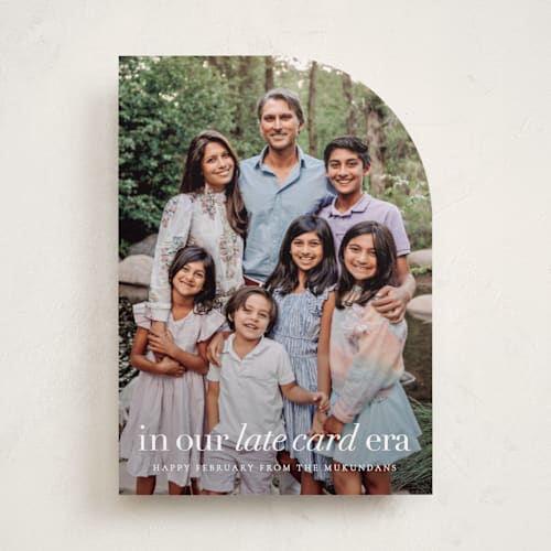 This is a cloud new year photo cards with standard by Sara Hicks Malone called late card era printing on recycled smooth signature in standard