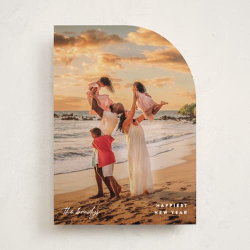 This is a pearl new year photo cards with standard by Pixel and Hank called minimize printing on recycled smooth signature in standard