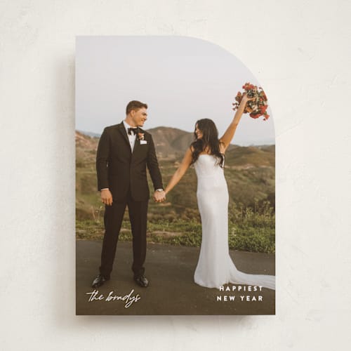 This is a pearl new year photo cards with standard by Pixel and Hank called minimize printing on recycled smooth signature in standard