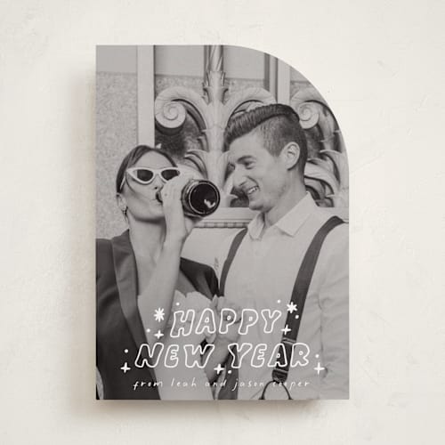 This is a starlight new year photo cards with standard by Everett Paper Goods called pizazz printing on recycled smooth signature in standard