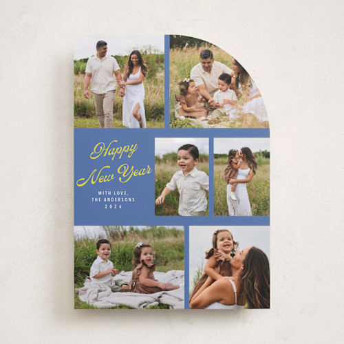 This is a blue jay new year photo cards with standard by Cass Loh called playful pop printing on recycled smooth signature in standard