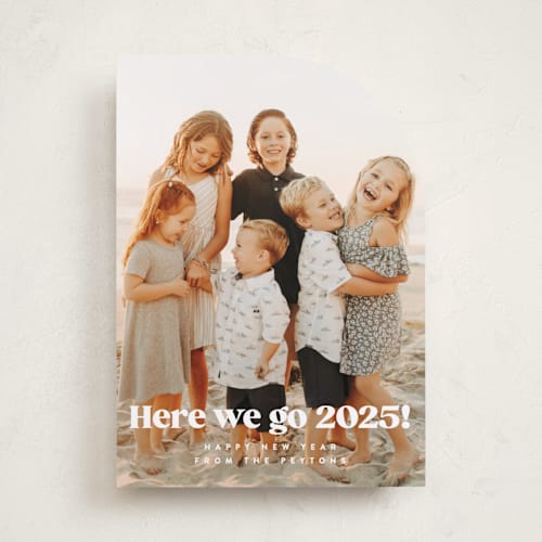 This is a snow new year photo cards with standard by Kristie Kern called here we go! printing on recycled smooth signature in standard