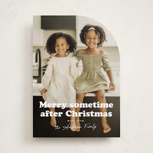 This is a snowflake new year photo cards with standard by Hudson meet Rose called sometime printing on recycled smooth signature in standard