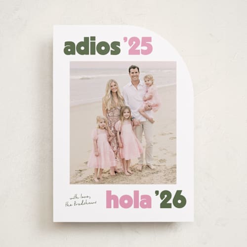 This is a rosa new year photo cards with standard by Megan Davis called adios printing on recycled smooth signature in standard