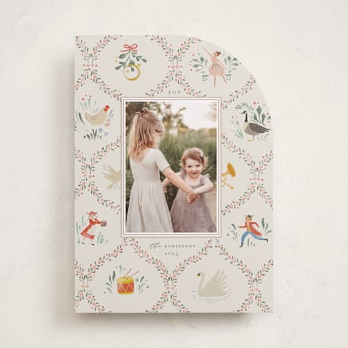 This is a ivory holiday photo cards with standard by Hannah Williams called twelfth day of christmas printing on recycled smooth signature in standard