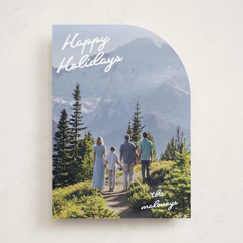 This is a snow holiday photo cards with standard by Tennie and Co. called squiggles printing on recycled smooth signature in standard