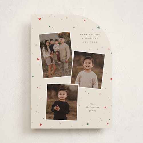 This is a sugar cookie holiday photo cards with standard by Ellen Schlegelmilch called disney's mickey tri confetti printing on recycled smooth signature in standard