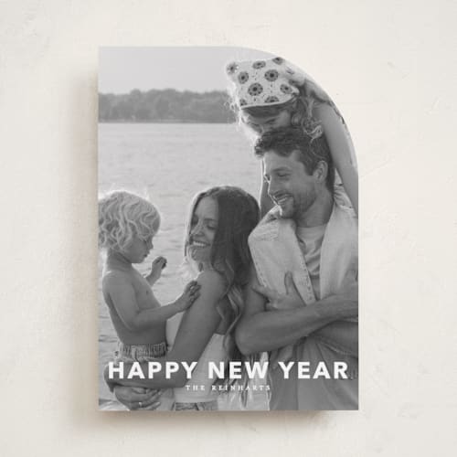 This is a linen holiday photo cards with standard by Angela Thompson called simple type printing on recycled smooth signature in standard