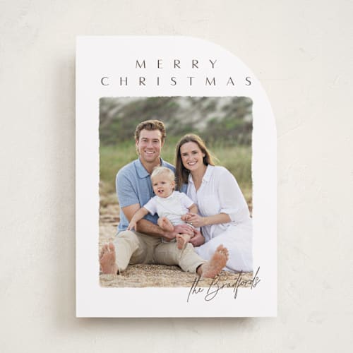 This is a pinecone holiday photo cards with standard by Ekko Studio called merry & minimal printing on recycled smooth signature in standard