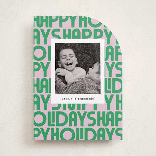 This is a candy holiday photo cards with standard by Up Up Creative called letters printing on recycled smooth signature in standard
