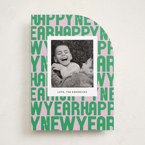 This is a candy holiday photo cards with standard by Up Up Creative called letters printing on recycled smooth signature in standard
