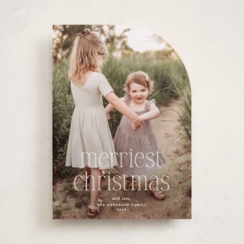 This is a snow holiday photo cards with standard by Kerry Doyle called festive type printing on recycled smooth signature in standard