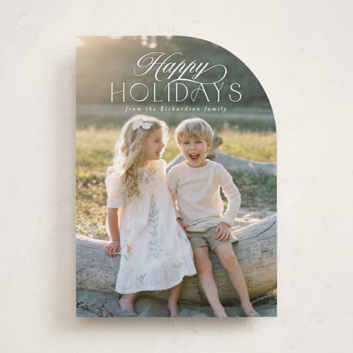 This is a snow holiday photo cards with standard by Deynaaz Daraei called ashby printing on recycled smooth signature in standard