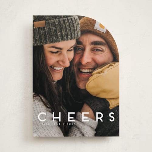 This is a snow holiday photo cards with standard by Kate Ross called love joy printing on recycled smooth signature in standard