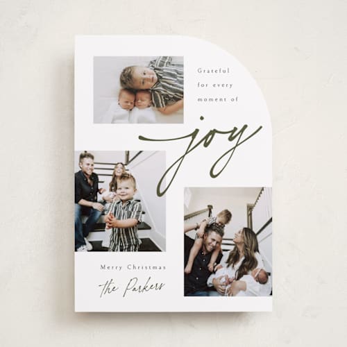This is a snow holiday photo cards with standard by Robert and Stella called little moments of joy printing on recycled smooth signature in standard