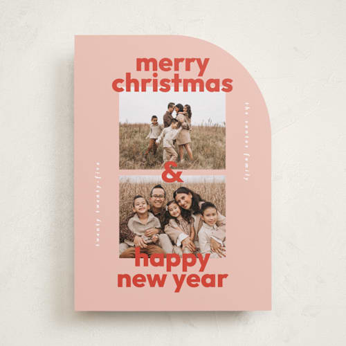 This is a candy cane holiday photo cards with standard by Lisa McLean called bold stack printing on recycled smooth signature in standard