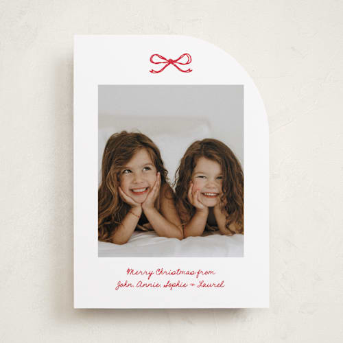 This is a candied apple holiday photo cards with standard by Kelly Watkins called mini bow printing on recycled smooth signature in standard