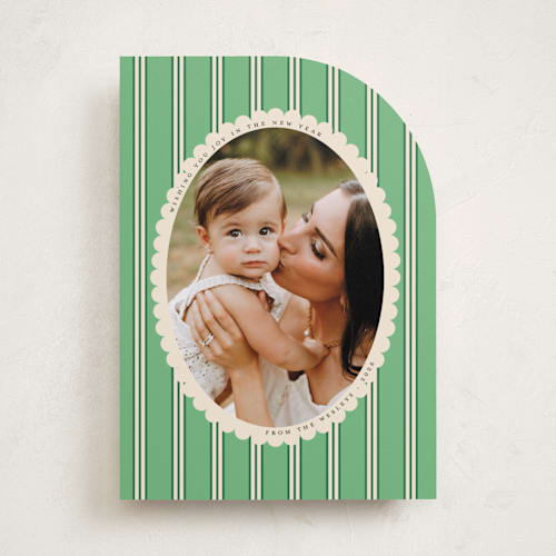 This is a mint holiday photo cards with standard by Morgan Kendall called historic frame printing on recycled smooth signature in standard