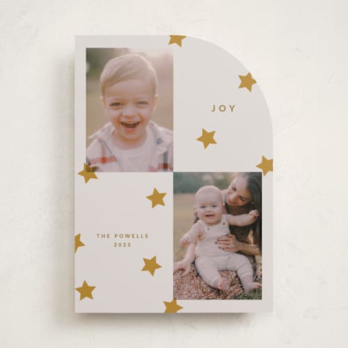 This is a star holiday photo cards with standard by Sumak Studio called duo printing on recycled smooth signature in standard