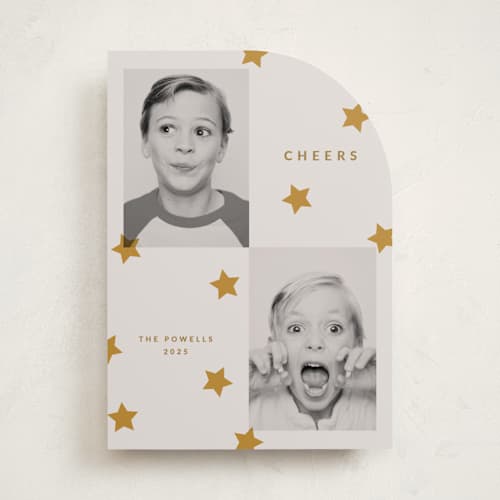 This is a star holiday photo cards with standard by Sumak Studio called duo printing on recycled smooth signature in standard