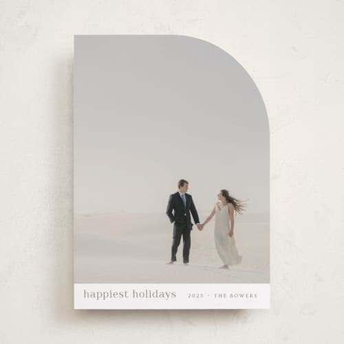 This is a pear holiday photo cards with standard by Design Lotus called minimalist delight printing on recycled smooth signature in standard