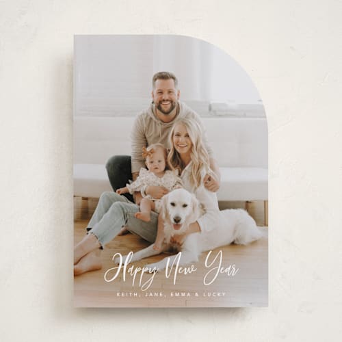 This is a snowflake holiday photo cards with standard by Cass Loh called chic script printing on recycled smooth signature in standard
