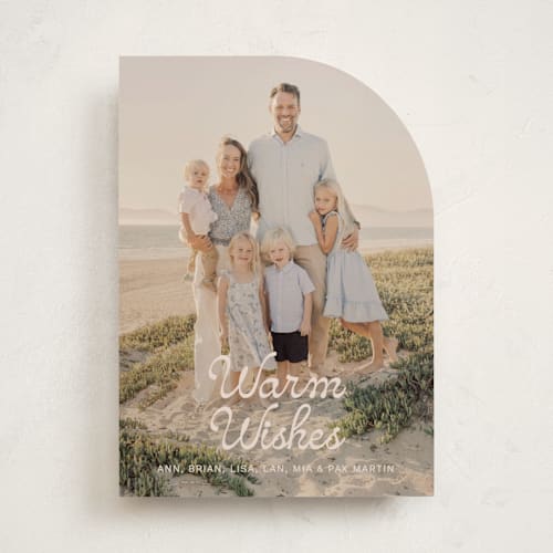 This is a sand holiday photo cards with standard by Ani Somi called beach town printing on recycled smooth signature in standard